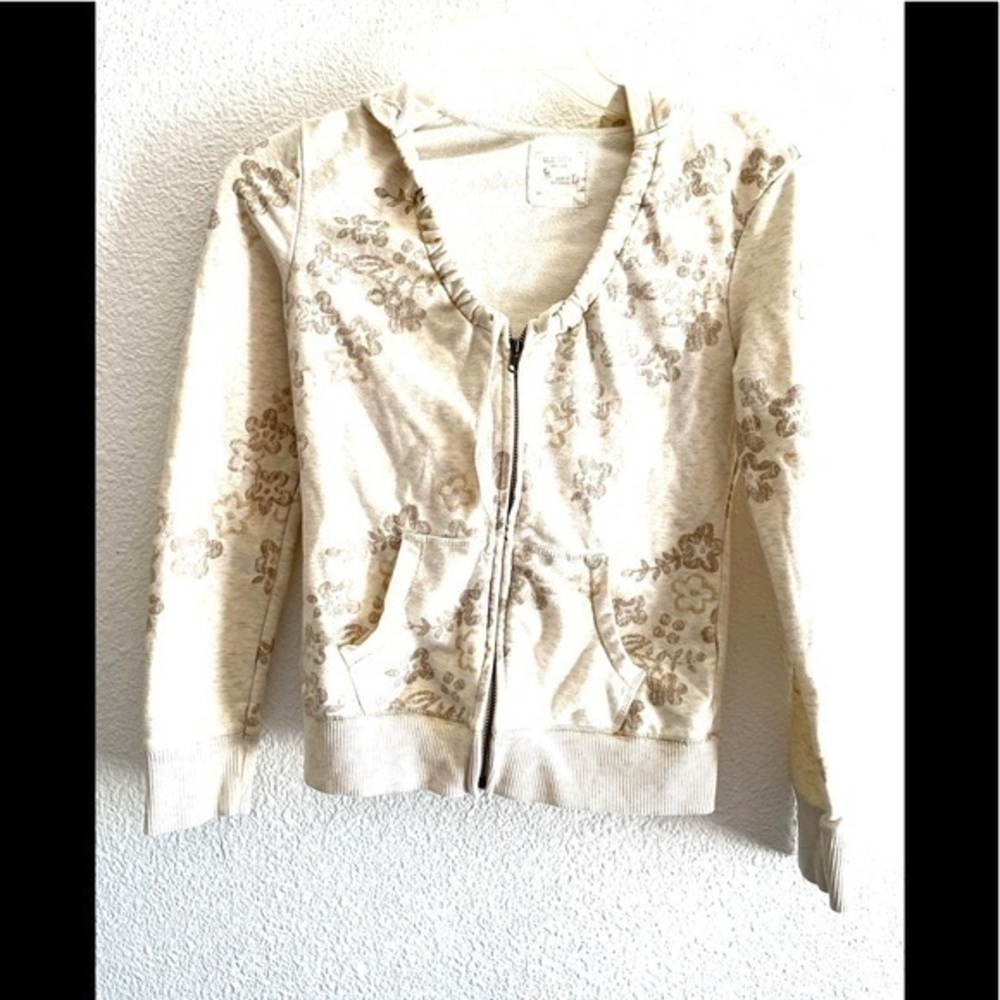OLD NAVY girls floral full zip hoodie sweater- L